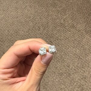 Diamond Halo Stud Earrings in White Gold - Classic Sparkle